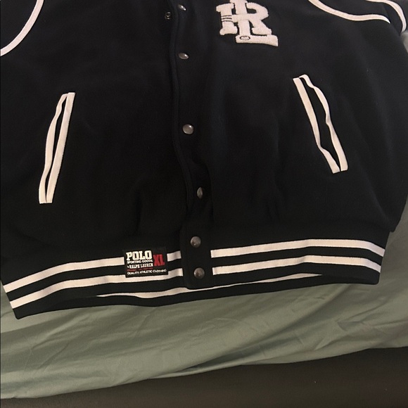 Polo by Ralph Lauren Black and Gray Varsity Jacket - Picture 2 of 4